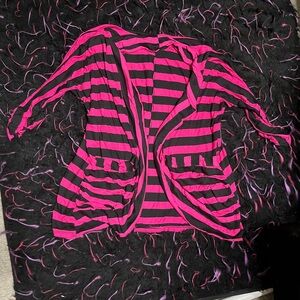 Pink and Black Striped Cardigan